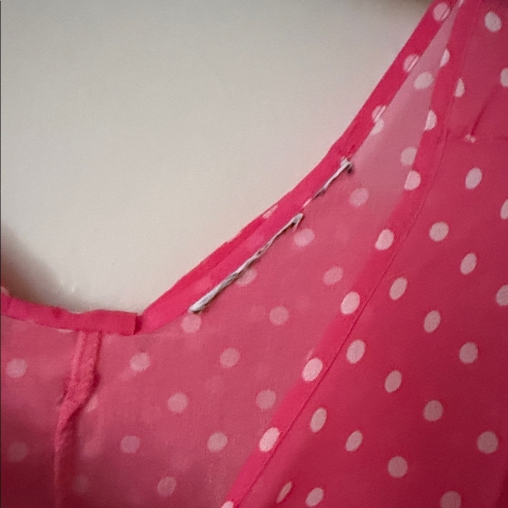 Pink Polka Dot Sheer Women's Top size; L - Picture 4 of 7